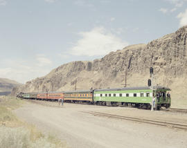 Spokane, Portland & Seattle Railway passenger train at Wishram, Washington in 1990.