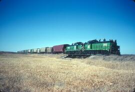 Burlington Northern Diesel Locomotives Number 995 and Number 993 near Wyndmere, North Dakota In 1981