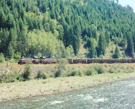 St. Maries River Railroad Diesel Locomotives Number 501 and 502 at Avery, Idaho in August 1981.