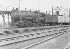 Northern Pacific steam locomotive 1186 at Laurel, Montana, in 1949.