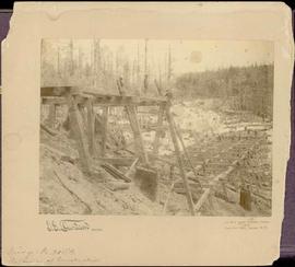 Northern Pacific bridge number 21 at Stampede Pass, Washington Territory, in 1887.