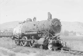 Northern Pacific steam locomotive 1356 at Livingston, Montana, in 1943.