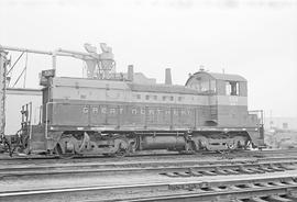 Burlington Northern diesel locomotive 139 at Minneapolis, Minnesota in 1972.