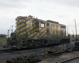 Missouri, Kansas & Texas Railway diesel locomotive 122 at Oklahoma City, Oklahoma on June 23,...