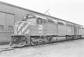 Burlington Northern diesel locomotive 6614 at Auburn, Washington in 1971.