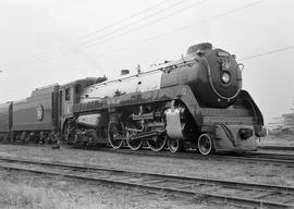 Canadian Pacific Railway steam locomotive 2860 at North Vancouver, British Columbia in August 1974.