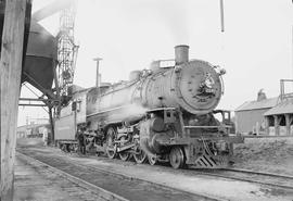 Northern Pacific steam locomotive 2240 at Glendive, Montana, in 1953.