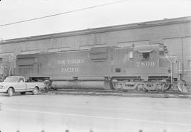 Southern Pacific Railroad diesel locomotive number 7809 at Auburn, Washington in 1970.