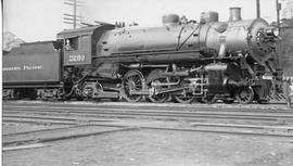 Northern Pacific steam locomotive number 2260 at Argo, Washington, circa 1935.