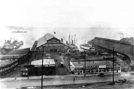 Columbia and Puget Sound Railroad yard at Seattle, Washington, circa 1912.