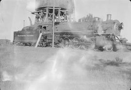 Northern Pacific steam locomotive 2229 at Glendive, Montana, circa 1945.