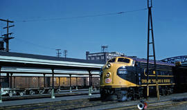 Spokane, Portland and Seattle Railway diesel locomotive 802 at Portland, Oregon in 1962.