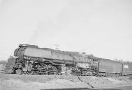 Union Pacific Railroad steam locomotive number 3977 at Seattle, Washington, circa 1947.