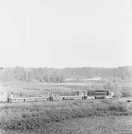 Northern Pacific diesel locomotive 3606 near East Auburn, Washington, in 1968.