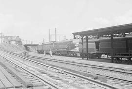 Northern Pacific passenger train number 408 at Tacoma, Washington, circa 1950.