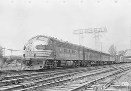 Southern Pacific diesel locomotive SP 6387 at Tacoma-Reservation, Washington, in 1967.