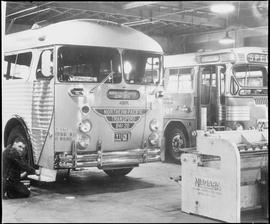 Northern Pacific Transport bus, number B41-20 at Tacoma, Washington, in 1960.