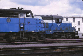 Burlington Northern Diesel Locomotives 676, 1520 at Whitefish, Montana, 1970