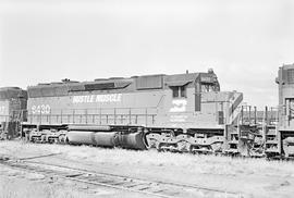 Burlington Northern diesel locomotive 6430 at Auburn, Washington in 1976.