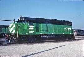 Burlington Northern Diesel Locomotive Number 2719 at Cicero, Illinois in 1981.