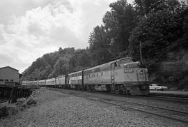 Amtrak diesel locomotives 9758 and 9760 at Tacoma, Washington on June 27, 1971.