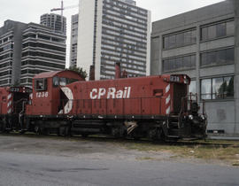 Canadian Pacific Railway diesel locomotive 1238 at Vancouver, British Columbia on August 13, 1989.