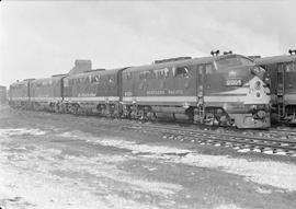 Northern Pacific diesel locomotive number 6004 at Mandan, North Dakota, in 1950.