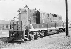 Northern Pacific diesel locomotive number 206 at Kelso, Washington, in 1970.