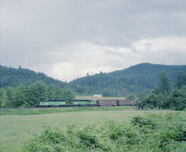 Burlington Northern diesel locomotive 6804 at Castle Rock, Washington in 1980.