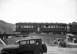 Pacific Coast Railway gas locomotive number 3 at Avila, California, circa 1928.