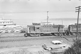 Burlington Northern diesel locomotive 4187 at McCarver Street, Tacoma, Washington in 1971.