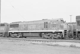 Burlington Northern diesel locomotive 5658 at Alliance, Nebraska in 1972.