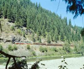 St. Maries River Railroad Diesel Locomotives Number 501 and 502 at Avery, Idaho in July 1981.