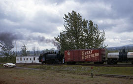 Peninsula Terminal Company steam locomotive 104 at North Portland, Oregon in 1963.