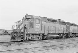 Burlington Northern diesel locomotive 2513 at Portland, Oregon in 1976.