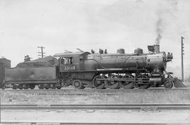 Northern Pacific steam locomotive 1505 at Auburn, Washington, circa 1925.