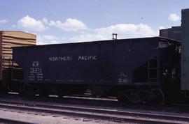 Northern Pacific hopper car number 70374 at Denver, Colorado, in 1973.