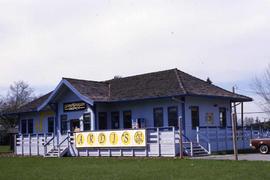 An station-like structure at Sedro Wooley, Washington, in 1988.