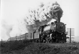 A Northern Pacific steam locomotive at Seattle, Washington, circa 1935.