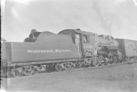 Northern Pacific steam locomotive 1186 at Laurel, Montana, circa 1950.
