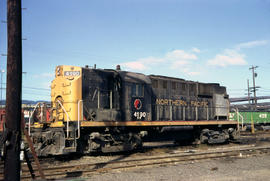 Burlington Northern Railroad Company diesel locomotive 4190 at Portland, Oregon in 1972.