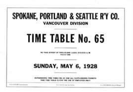 Spokane, Portland, and Seattle Railway (SP&S) Vancouver Division Employee Timetable Number 65...