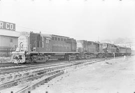 Burlington Northern diesel locomotive 908 at Tacoma, Washington, circa 1970.