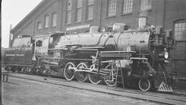 Northern Pacific steam locomotive 1853 at South Tacoma, Washington, in 1938.