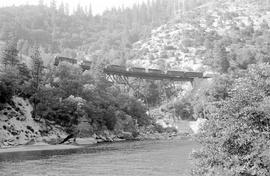 Western Pacific Railroad diesel locomotive 3504 in Feather River Canyon, California on August 19,...