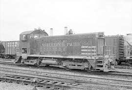 Burlington Northern diesel locomotive 217 at Interbay, Washington in 1973.