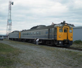 VIA Rail Canada rail diesel car 6207 at Nanaimo, British Columbia in August 1989.