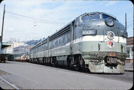 Northern Pacific Diesel Locomotive 6506C, 6503B, 6503C at Seattle, Washington, 1962