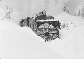 Northern Pacific Railroad Rotary Snow Plow Number 9 at Martin, Washington in 1949-50.