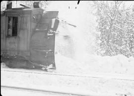 Northern Pacific Railroad Rotary Snow Plow Number 10 at Martin, Washington in February 1945.